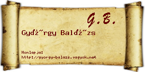 György Balázs névjegykártya